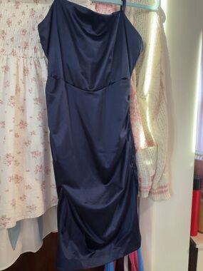 Emerald Sundae Navy Satin Hoco Dress